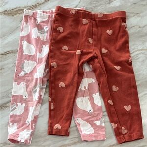 Carter's Pink Polar Bears and Red/Pink Heart Leggings